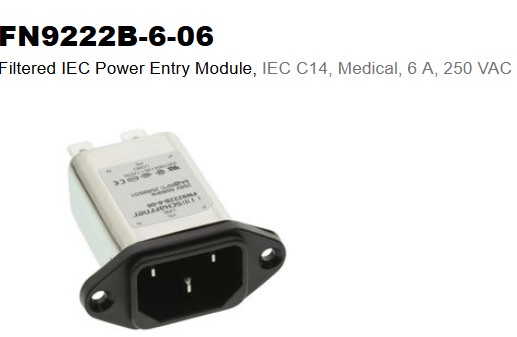 Filtru de retea monofazat, medical, 250VAC, 6A, FN9222B-6-06, SCHAFFNER