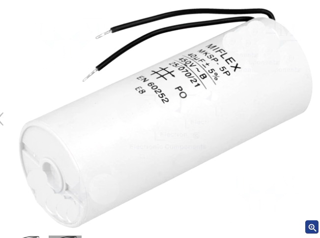 40uF/450V, Condensator pornire motor, fir, I150V640K-G1,10000h, MIFLEX