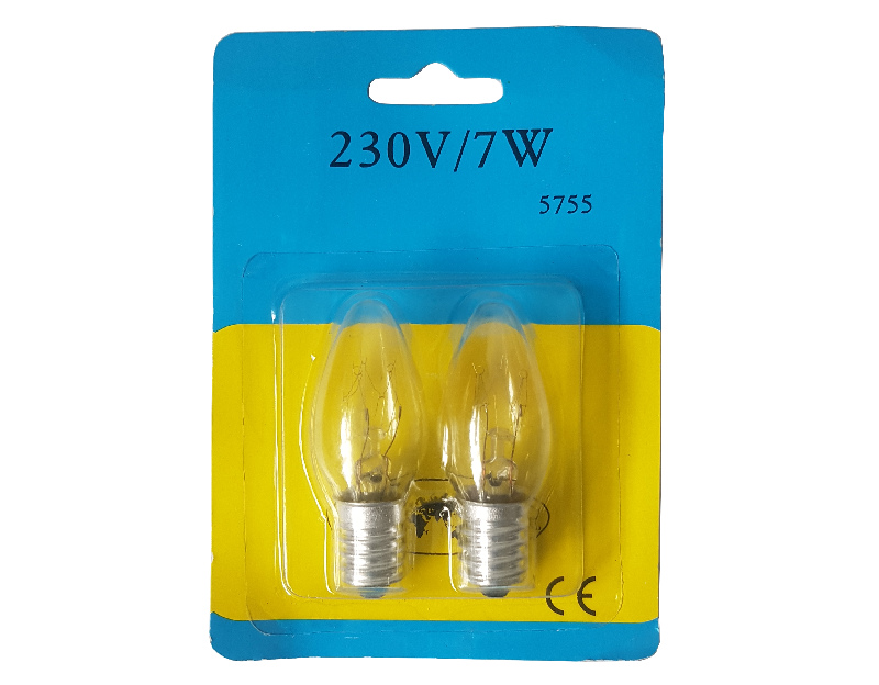 Bec pentru lampa de noapte, E14, 230V, 7W, 2 buc, 5755