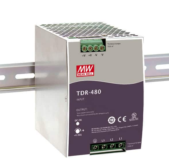 Sursa tensiune, AC-DC, 480W, 340VAC-550VAC, 24V, 20A, sina, semnalizare, TDR-480-24, MEANWELL