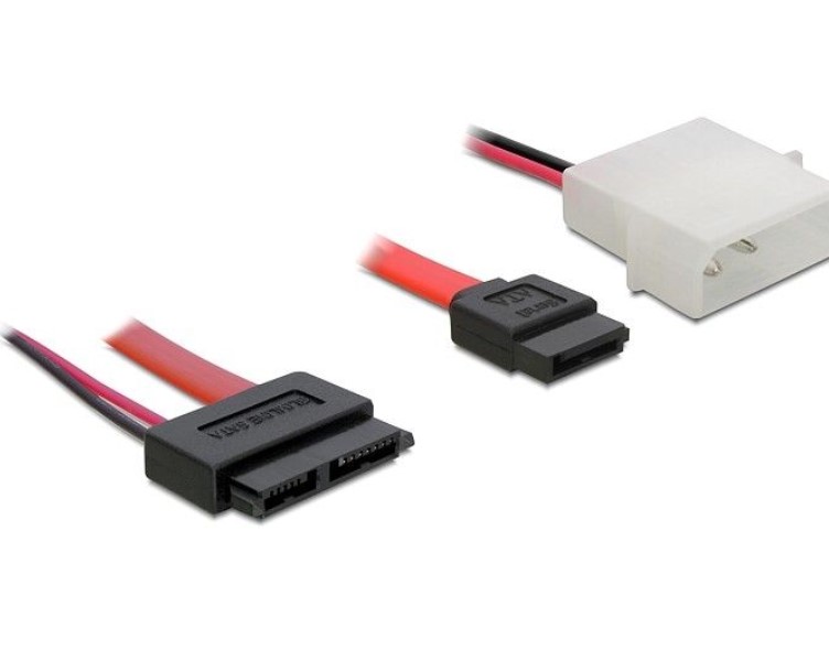 Cablu SATA, Slim-SATA 7+6 pini mama, 2pini Molex , 0.3m, CABSAMO03