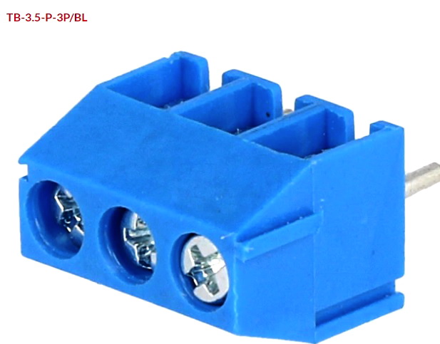 Regleta pcb, 3 pini, albastru, RM3.5mm, 10A, 125V, TB-3.5-P-3P/BL