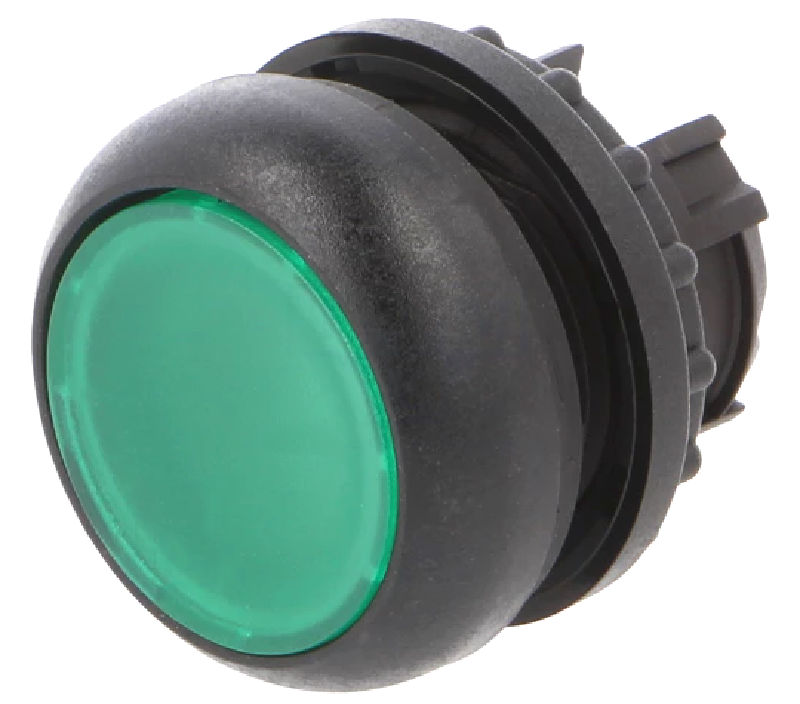 Comutator de panou, cu optiune de iluminare, configurabil, 2 pozitii, monostabil, orificiu montare Ø22.5mm, verde, IP67, M22S-DL-G, EATON