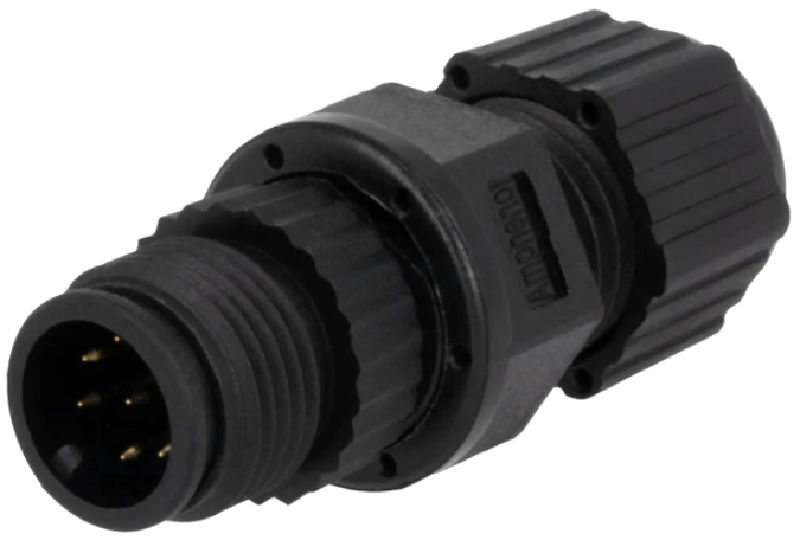 Conector M12, circular, 8 pini, tata, 30V, 2A, 12P-08BMMA-SL8001, AMPHENOL