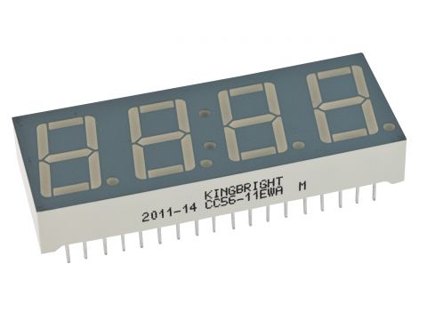 Afisaj cu LED, 14mm, 4 digiti, rosu CC, 8mcd, 19x50.3mm, CC56-11EWA, KINGBRIGHT