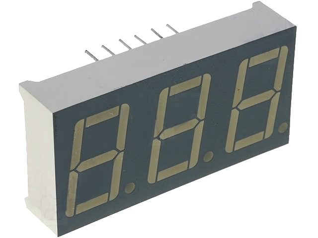 Afisor led, triplu, 14mm, multiplexat, verde, CC, BC56-12GWA