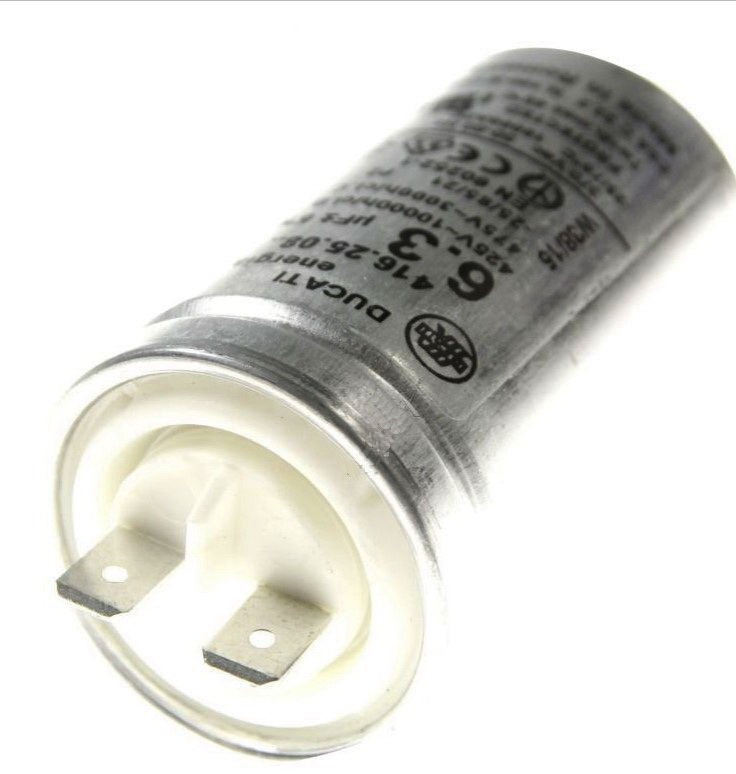 Condensator 6.3uF, MKP, pornire motor, 475VAC, cu papuc, surub fixare, 416250829, DUCATI