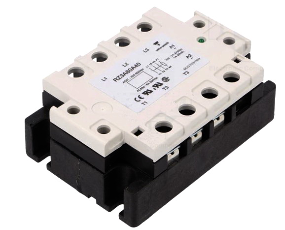 Releu Solid State, trifazat, cu radiator, 50A, IN 24-275VAC, 42-660VAC, RZ3A60A4, CARLO GAVAZZI