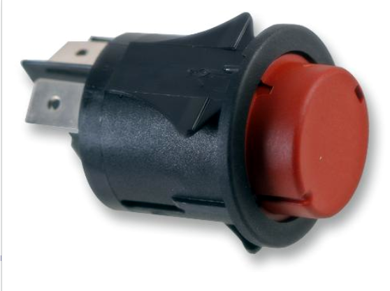 Push-buton monostabil, rotund rosu, 16A, OFF-(ON), SPST, 2 pini, orificiu montare Ø25mm, MOLVENO