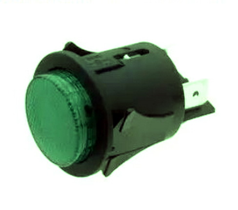 Push-buton, rotund verde, OFF-(ON), 16A, 4 pini, DPST-NO, orificiu montare Ø25mm, MP005733