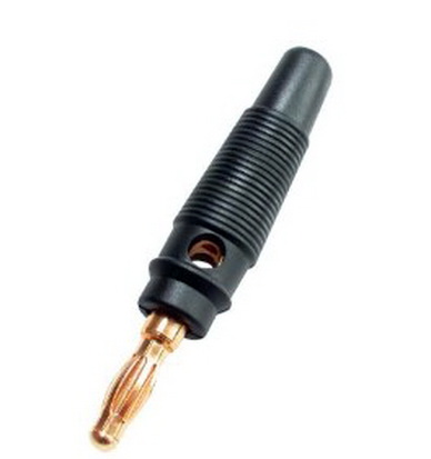 Conector banana, 4mm, negru, izolat, cu surub, aurit, BD5G/BK