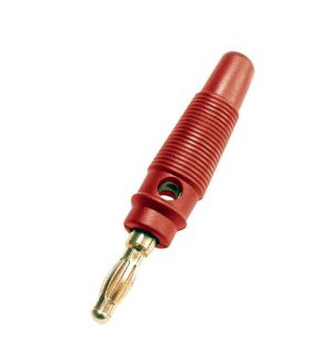 Conector banana, 4mm, rosu, izolat, cu surub, aurit, BD5G/RD