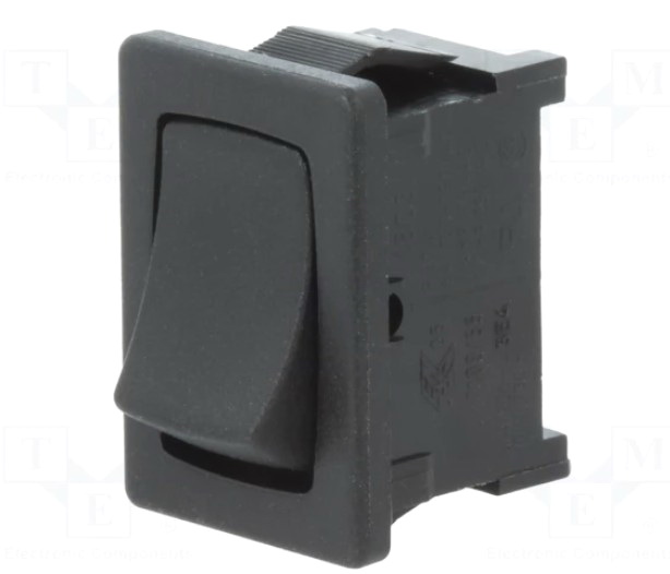 Comutator basculant, ON-OFF, 16A, negru, 2 pini, SPST, orificiu montare 19.4x13mm, MP004574