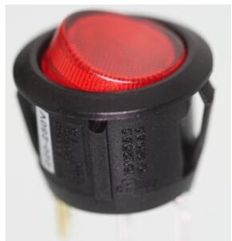 Intrerupator basculant, ON-OFF, 10A, 250V, 3 pini, SPST, iluminat, neon rosu, orificiu montare Ø20.2mm, WIP12BRT