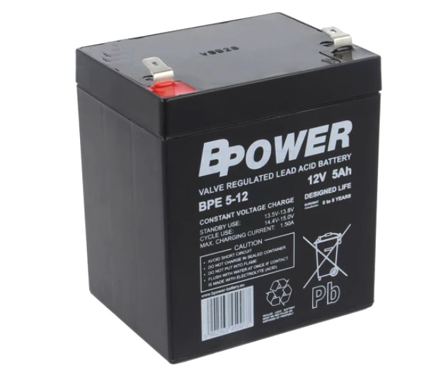 Acumulator 12V, 5A, etans, papuc 6.35mm, ACCU-BPE5-12, BPOWER