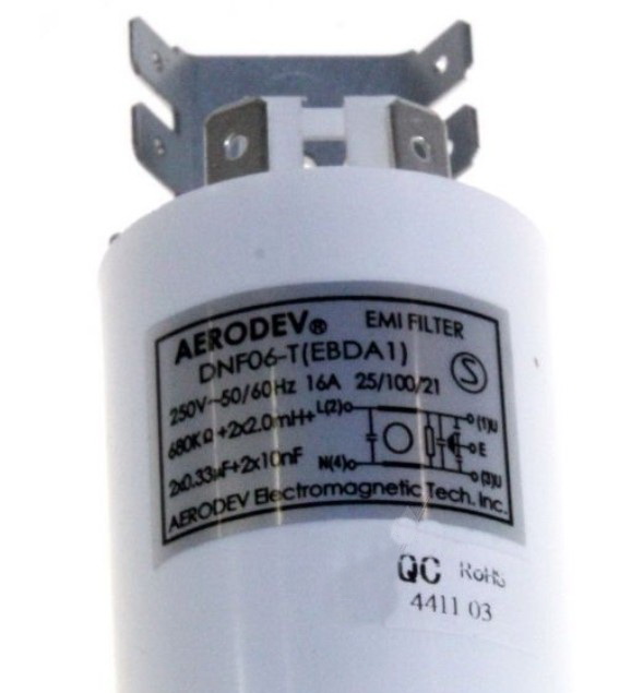 Filtru retea, antiinterferente, X1, Y2, 2x0,33uF+2x10nF+2X2,6mH, alimentare, 16A, 250VAC, DNF06-T, BEKO