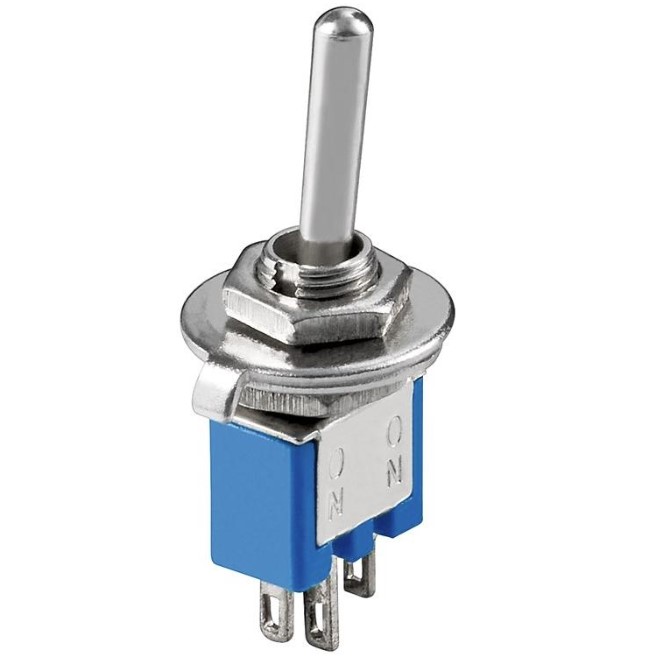Intrerupator basculant, ON-ON, 1A, 3 pini, SPDT, orificiu montare Ø5mm, KNX244