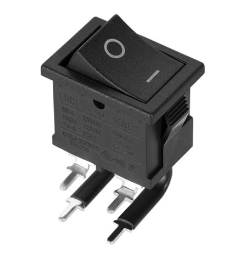 Comutator basculant, ON-OFF, 6A, 4 pini, MONTAJ LA 90 GRADE, pcb, orificiu montare 19.2x13mm, PRK150