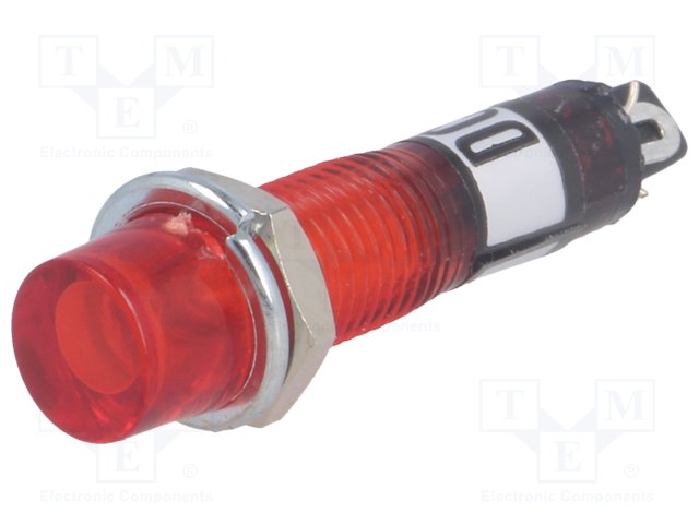 Lampa semnalizare, rosu, 12VDC, panou, orificu montare 7.5mm, NI-2FRD-12V