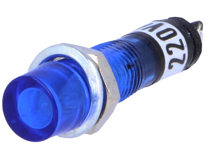 Lampa semnalizare neon FLUO, 230V, albastru, orificiu montaj 7.5mm, NI-2FBU