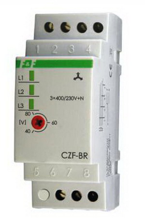 Releu protectie tensiune, motor, trifazat, asimetrie reglabila, 3x400VAC, 10A, 4 secunde delay, CZF-BR