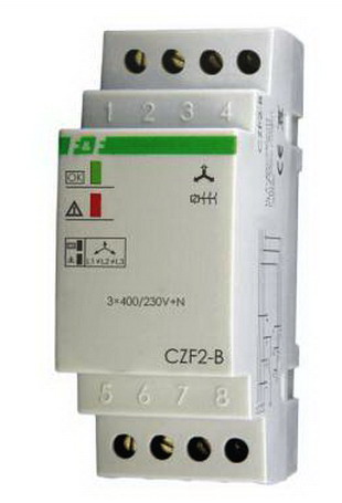 Releu protectie tensiune, faze, echilibru, trifazat, control contact, 1N/O, 10A, CZF2-B
