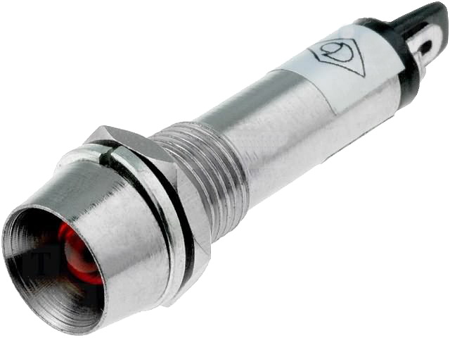 Lampa semnalizare led, 8mm, concav, 12V, rosu, IND8-12R-B
