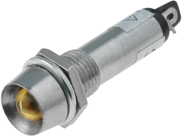 Lampa semnalizare 24V, LED 8mm, concav, galben, IND8-24Y-B