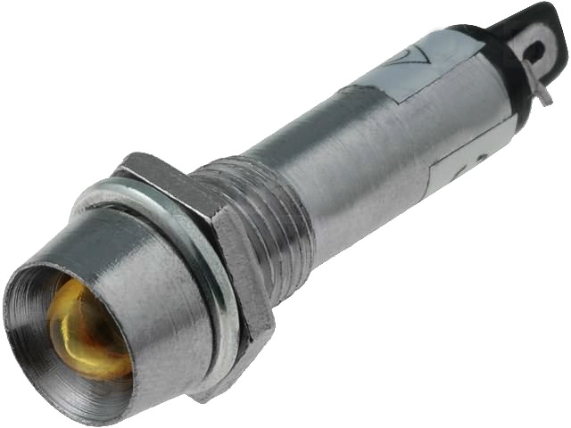 Lampa semnalizare, LED 8mm, concav, 12V galben IND8-12Y-B
