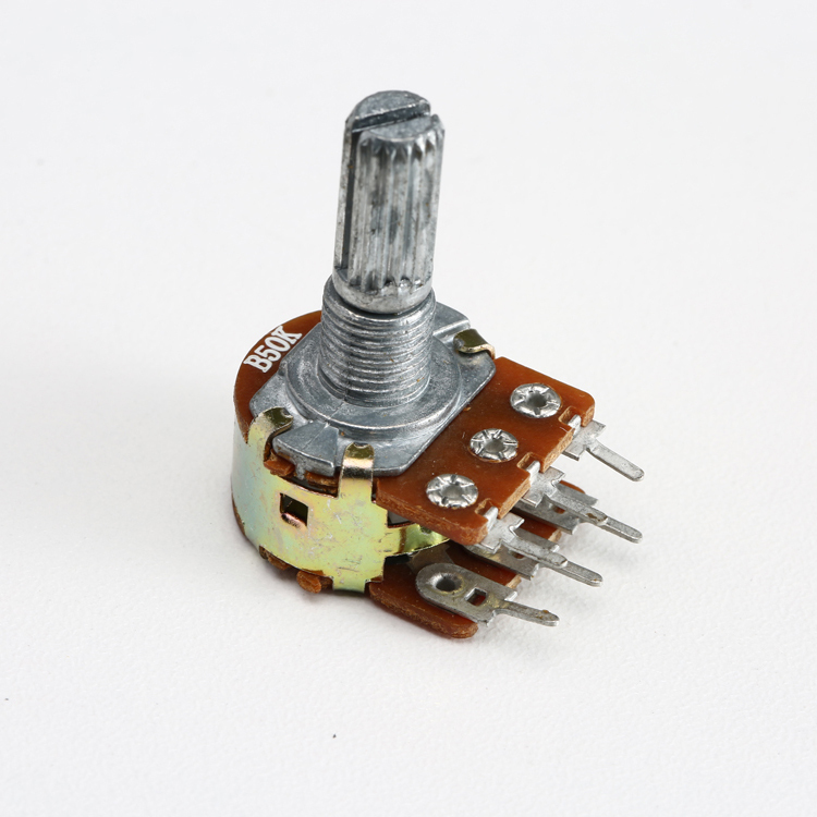 Potentiometru 50k, stereo, 6mm, lin, R16110G-B50K