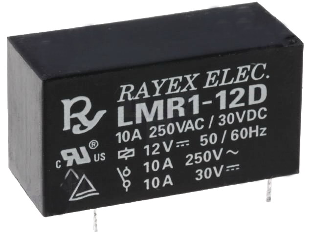 Releu 12VDC, SPDT, 10A, pas 3.5mm, LMR1-12D