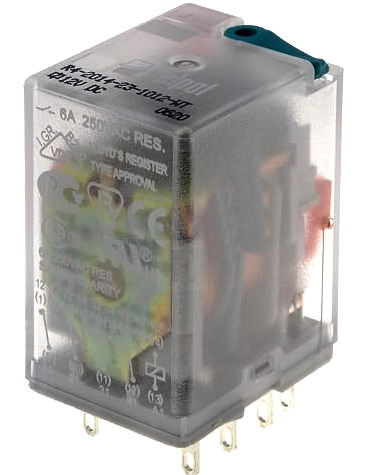 Releu 12VDC, 4PDT, 6A, R4N2014231012WT, RELPOL