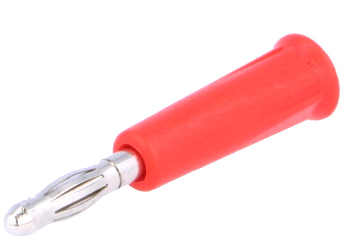 Conector banana rosu, 4mm, 24A, PJ1010R