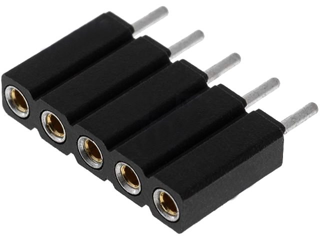 Soclu; şiruri pini; mamă; PIN: 5; contacte întoarse; drept; 2,54mm, ZL307-1X5