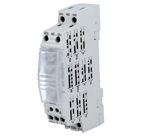 Releu timp, 0.1sec-10zile, 10 moduri de lucru, DPDT, 230VAC, montare sina, TR4N230AC12M, RELPOL