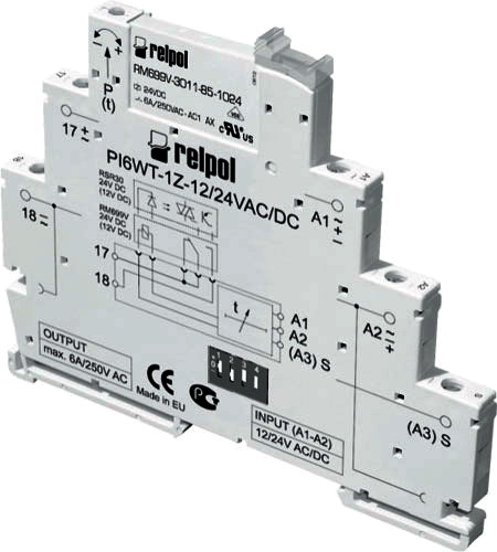 Timer 24VAC/DC, 0.1SEC-10ZILE, universal, 9 moduri functionare, iesire releu, SINA, PIR6WT1Z24R