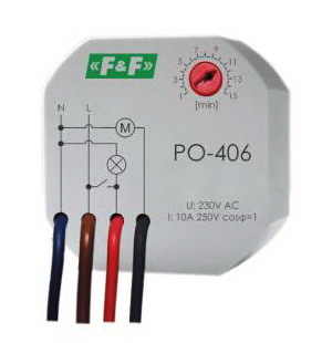 Timer ventilator baie, OFF-Delay, 1-15min, 1xNO, 10A, PO-406-230V