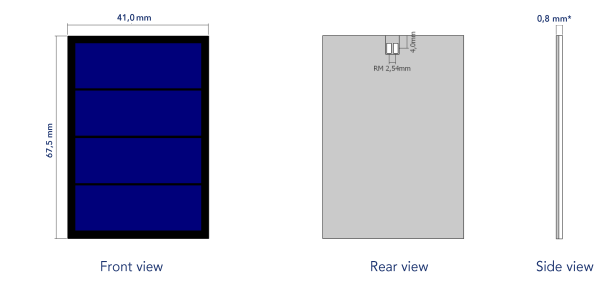 Modul celule solare, fotovoltaic, 2,2V/185mA, 407mW, 41x67,5mm, SMH4-0380EP