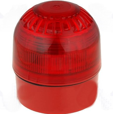Sirena cu lumina intermitenta, rosu, flash, 106dB, incendiu, IP65, 17-60VDC, PSC-0049