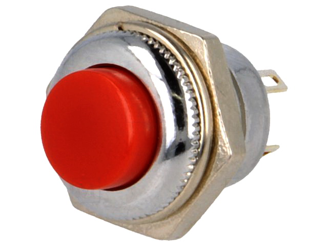 Intrerupator monostabil, 1.5A, ON-(ON), SPDT, rosu, orificiu montare Ø12.7mm, PS502MC-R