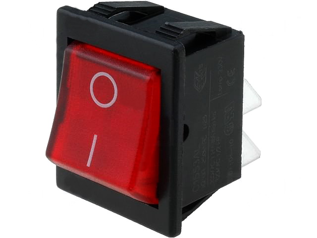 Comutator basculant, ON-OFF, 16A, 4 pini, DPST, orificiu montare 30x22.1mm, AE-C1553ALBR3