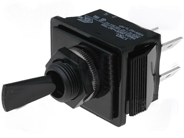 Intrerupator basculant, ON-OFF, 16A, 4 pini, DPST, orificiu montare Ø12.7mm, C1750HOSW, BULGIN