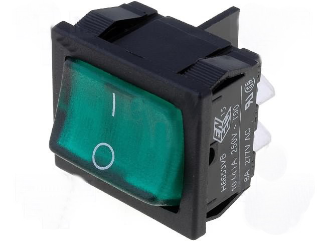 Intrerupator basculant, ON-OFF, 10A, DPST, orificiu montare 21.9x19.3 mm, AE-H8653VBNBP