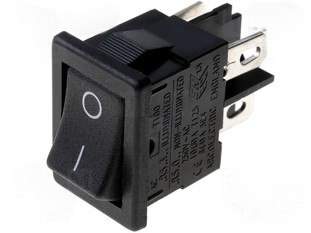 Intrerupator basculant, ON-OFF, 10A, 4 pini, DPST, orificiu montare 19.3 x 12.9mm, AE-T8550VBAAA