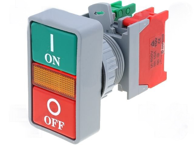 Intrerupator monostabil dublu, NC+NO, orificiu montare Ø30mm, DPB30-1-O/C