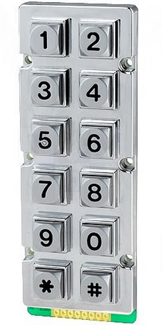 Tastatura metalica, 12 butoane, 24VDC, AK-206-N-SSB-WP-MM