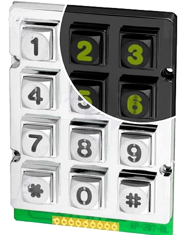 Tastatura metal, luminata, verde, 12 butoane, KB207-MNS-WP-G