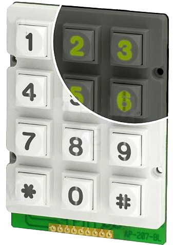 Tastatura numerica, 12 butoane, luminata, verde, KB207-PNW-WPG