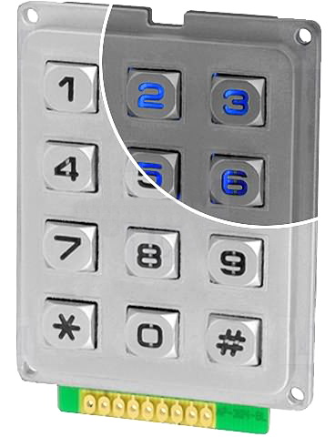 Tastatura universala, 12 butoane, metalica, iluminare, KB304-MNS-WP-B