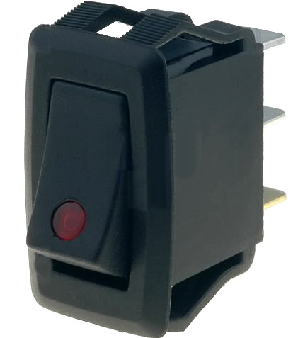 Intrerupator basculant auto, (OFF)-ON, 10A, 3 pini, SPST, orificiu montare 27.2x13.6 mm, R13205B2F01Y